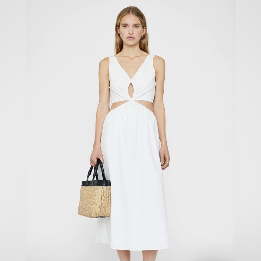 Anine Bing White Sleeveless V-Neck Sundress